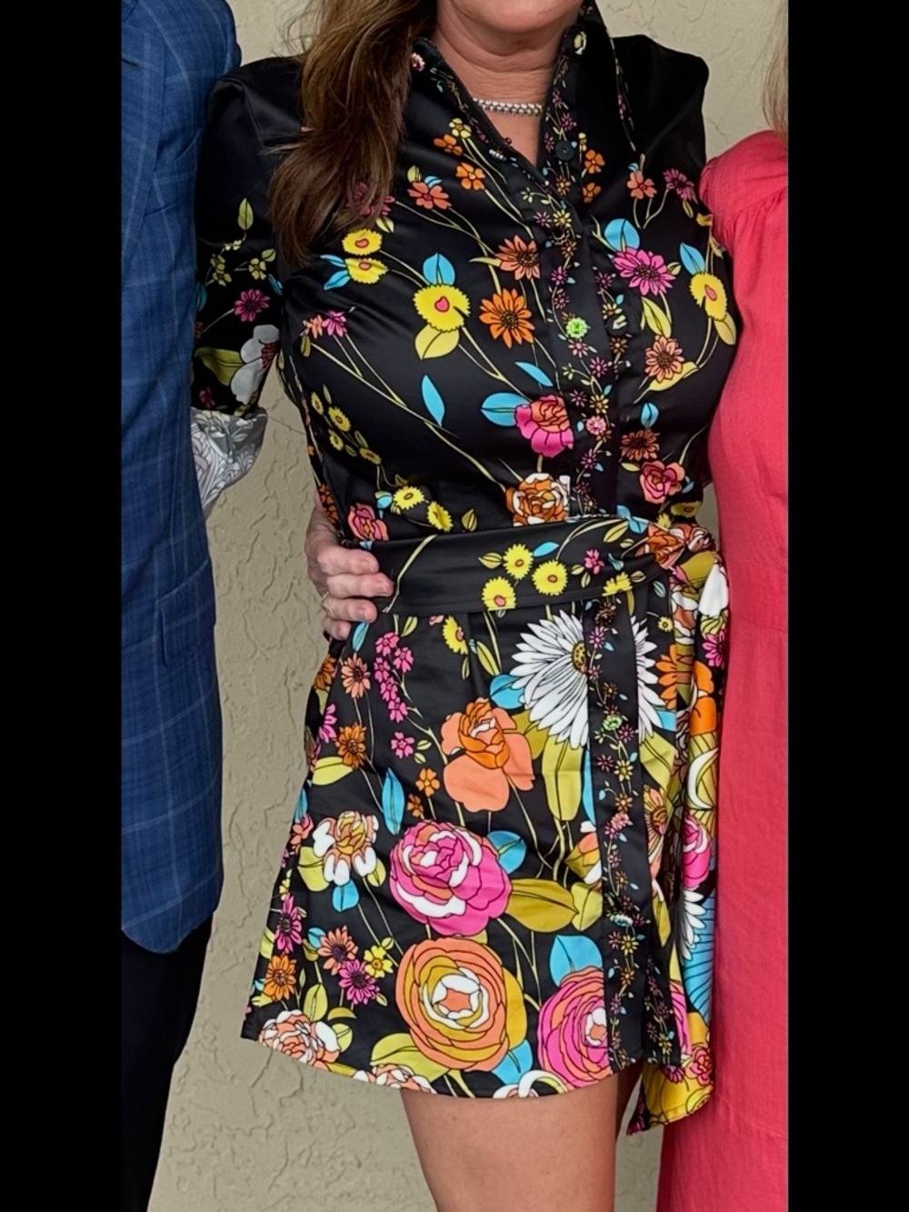 Meghan Fabulous Floral Multicolor Satin Dress - Small